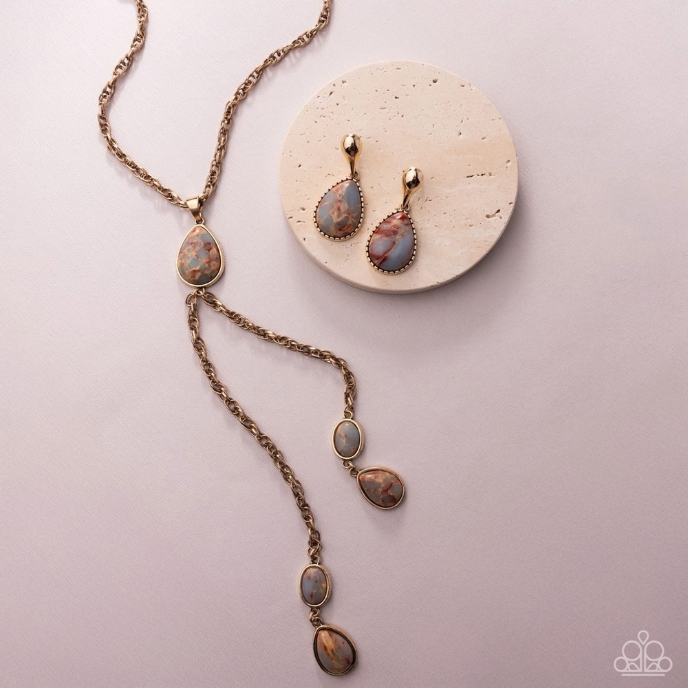 Chic Gold and Brown Necklace Set